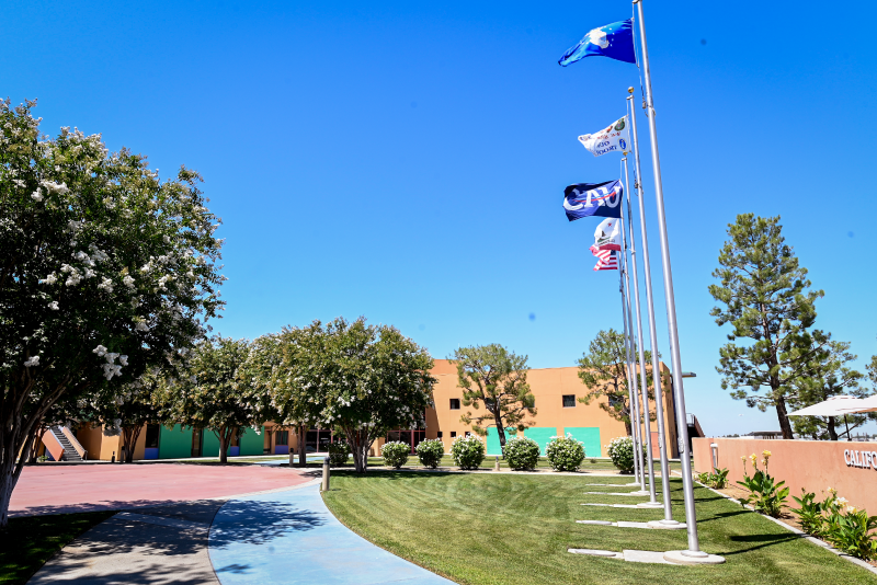 CAU main campus in Bakersfield - flag poles